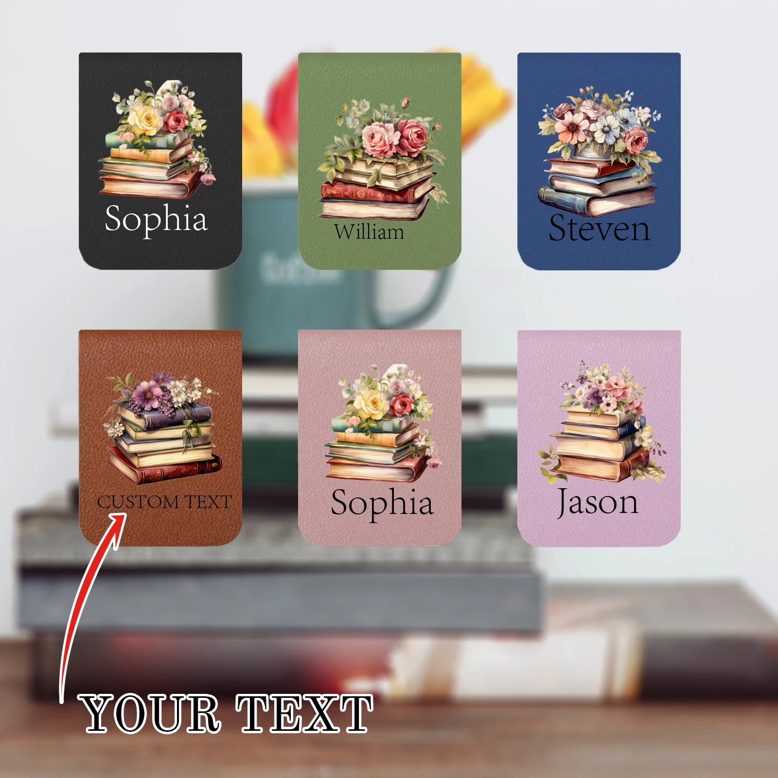 Custom Faux Leather Magnetic Bookmark Personalized Page Marker Gift for Educators Unique Christmas Present Library Accessory