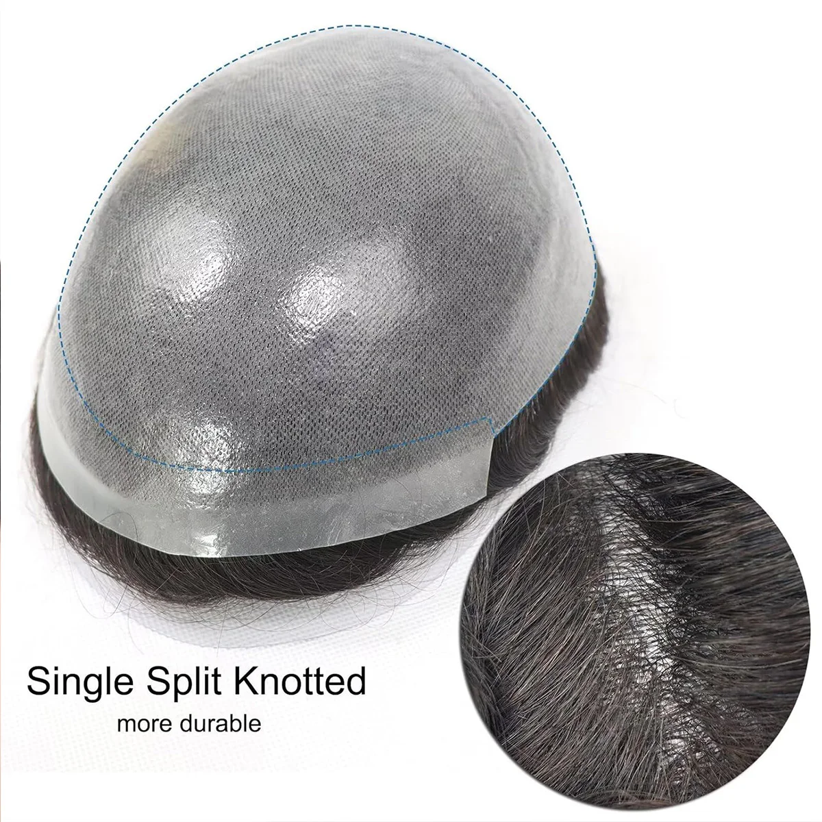 Rambut Manusia Rambut Palsu Kulit Tipis Garis Rambut Alami Prostesis Rambut Pria Prostesis Kapiler Simpul Ganda Sistem Rambut Wig Pria Realistis