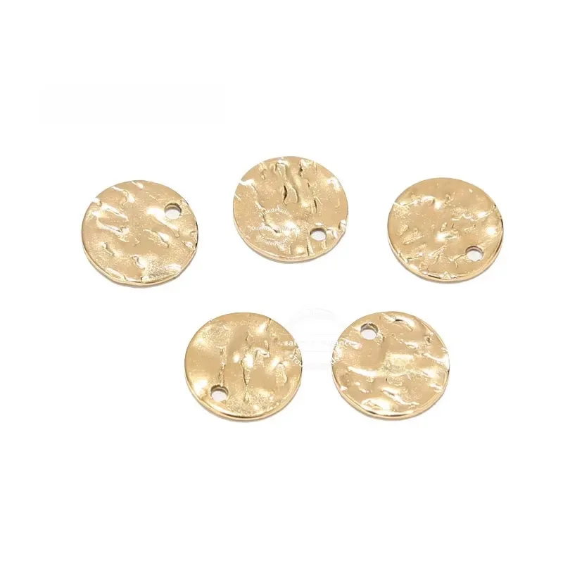 TOUREDBEADS 20st gehamerd schijfbedels 8mm 10mm 12mm verguld roestvrij staal ronde blanco muntkralen voor doe-het-zelf ketting maken - afbeelding 2