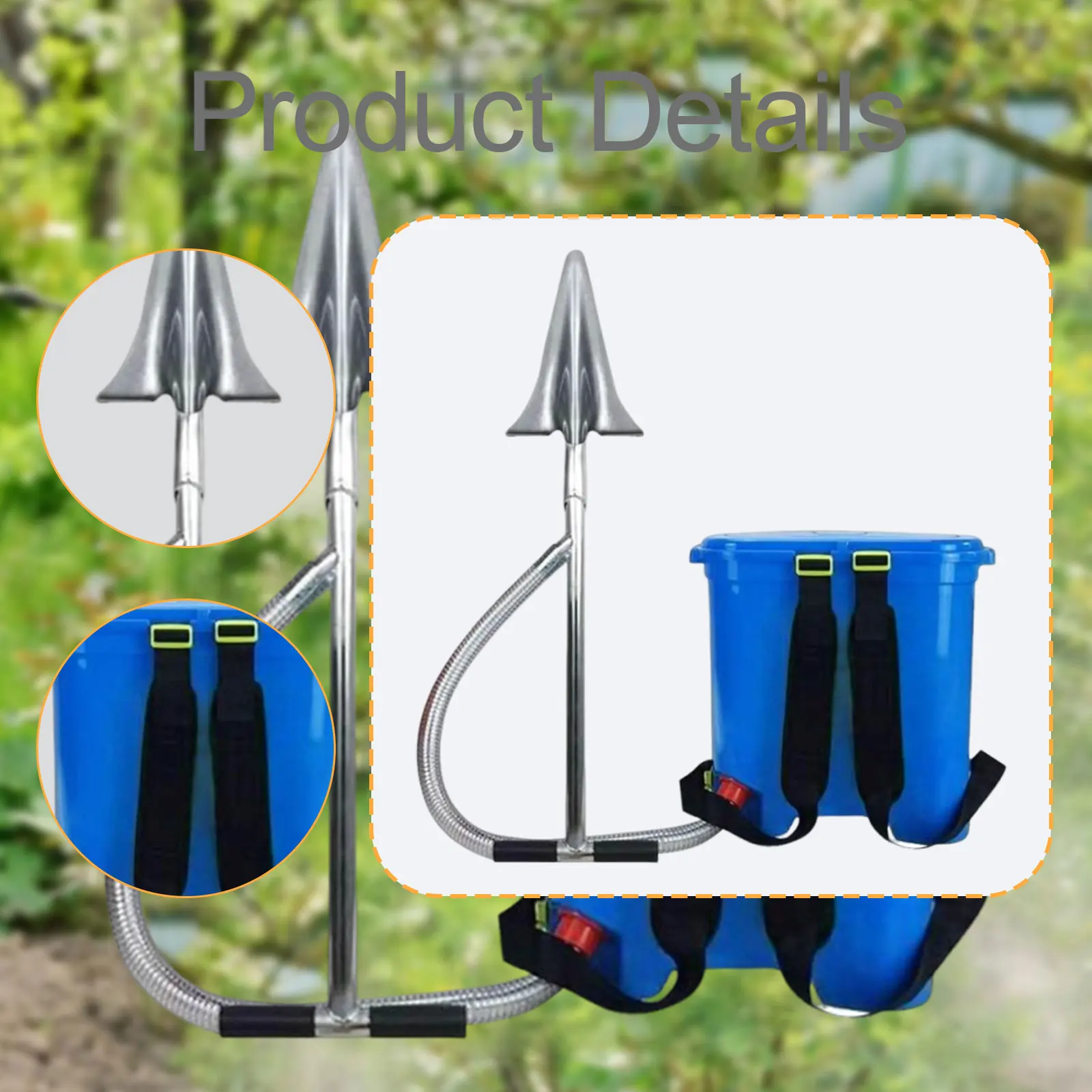 

Backpack Manual Fertilizer Spreader with Shovel Versatile Professional Heavy Duty for Compact Soil, Orchards Labor Saving