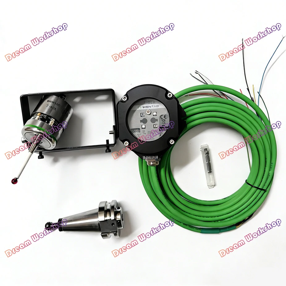 Renishaw OMP40-2 interchangeable infrared wireless probe T-40A, for automatic edge detection and centering in machining centers.