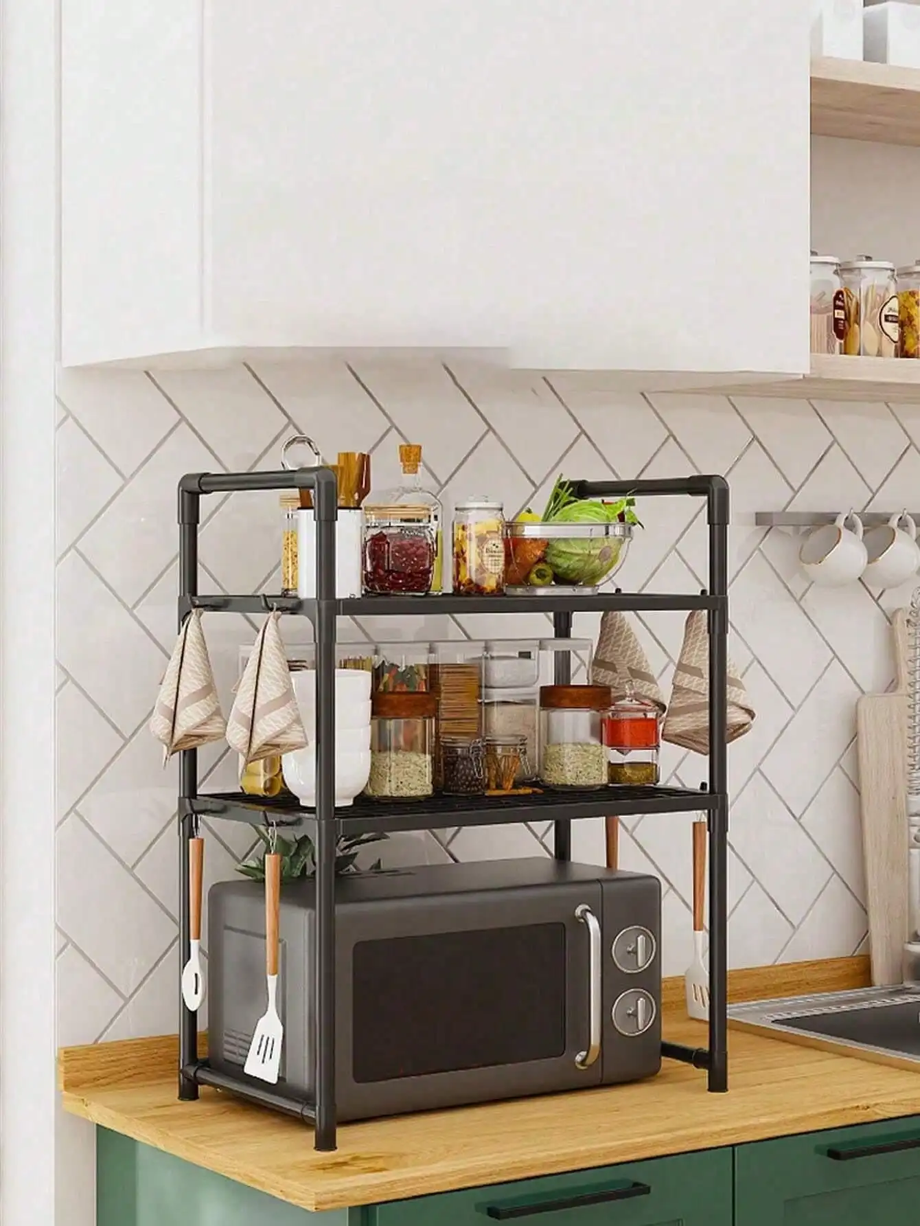 Estante De Almacenamiento De Cocina Fácil De Montar, Estante De Almacenamiento De Cocina Multifuncional Engrosado Y Ampliado, Que Se Puede Utilizar Para Almacenar Microondas