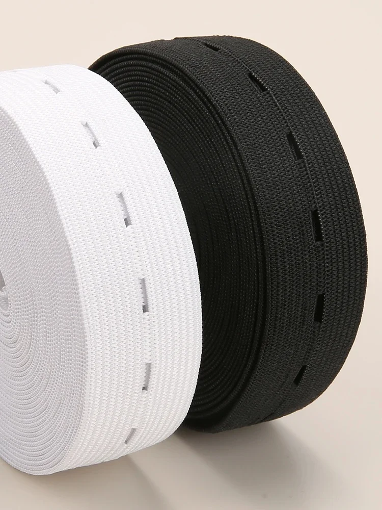 Ceinture élastique à trou de bouton de 5m, ceinture élastique tressée à trou de bouton, ceinture extensible élastique, accessoires pour vêtements de couture de bricolage