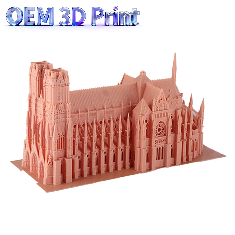 Custom Professional 3D Printing Services Stereolithography SLA 3D Printing Gothic Cathedral Architectural Models Collectible