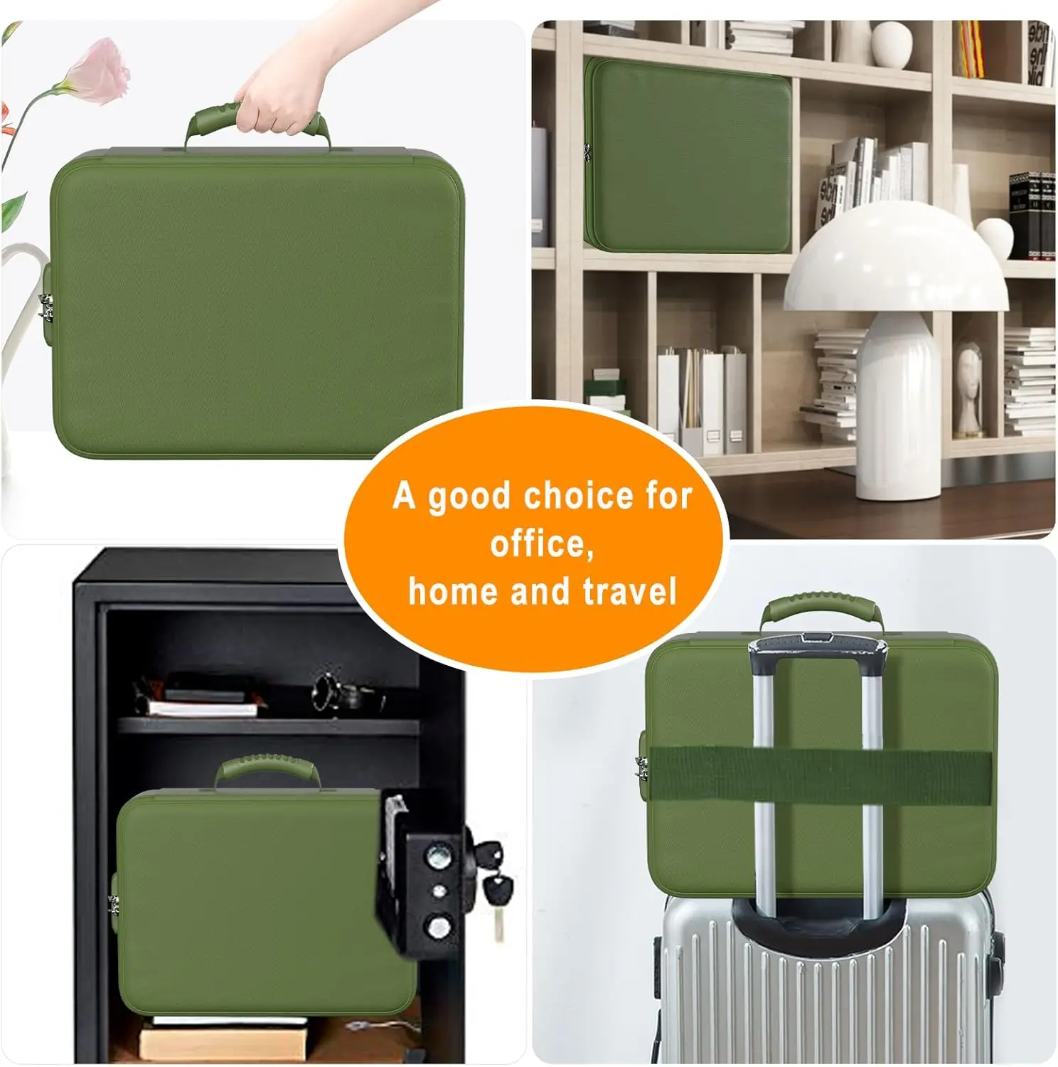 Fireproof File Organizer Hard-Shell Case Fireproof Doc Box with Lock 13 Pocket Accordion File Folder Portable Home Office Travel