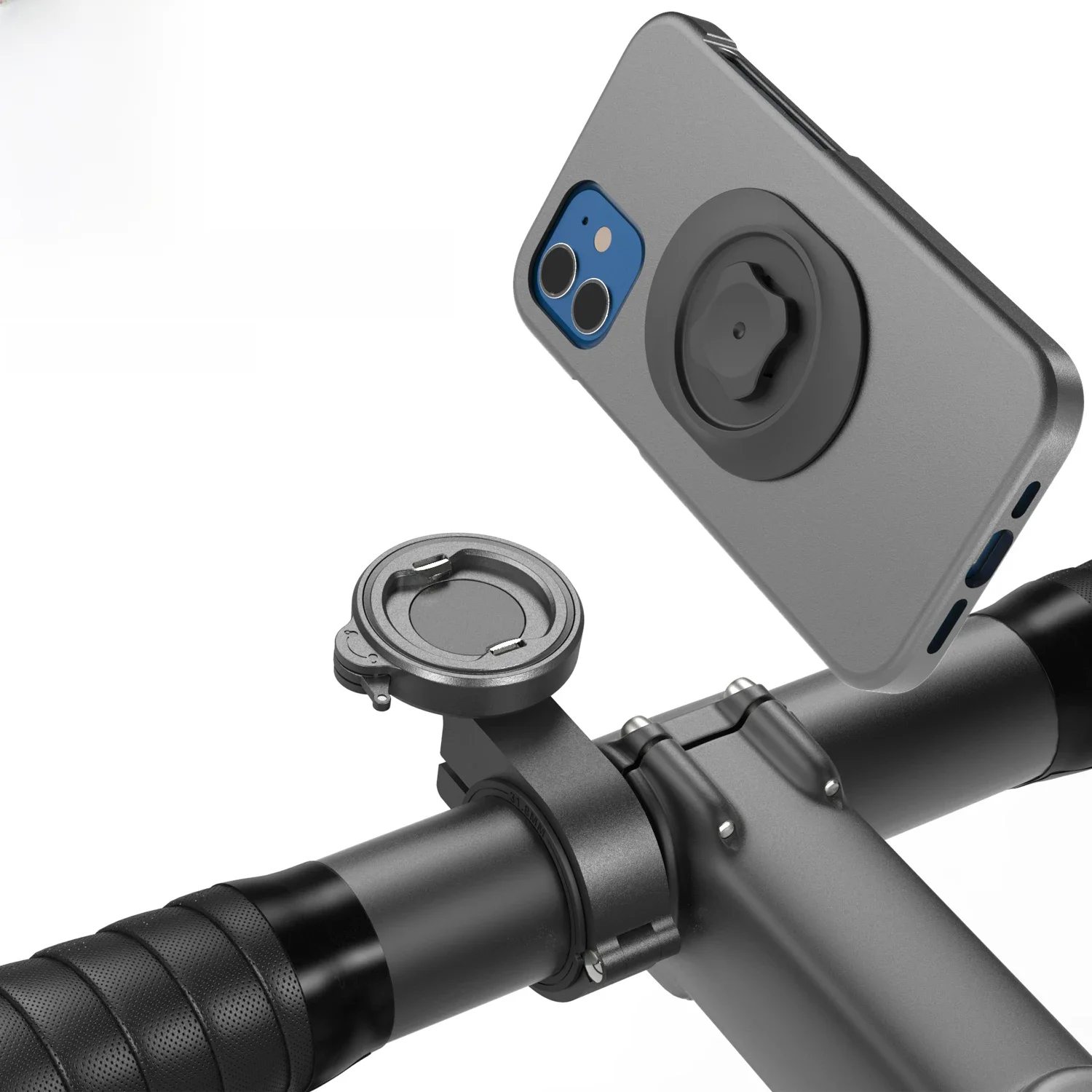 Uniwersalny uchwyt aluminiowy do roweru/motocykla-z większością rowerów i motocykli, zacisk kierownicy do nawigacji dla iPhone'a (czarny) — zdjęcie produktu 7