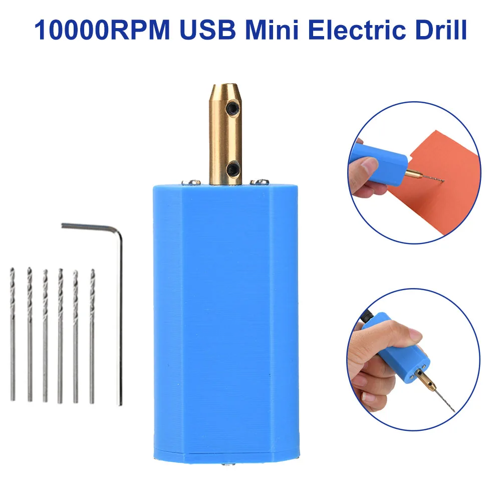10000RPM USB Mini Electric Drill with 180 Motor for Wood Walnut Bamboo Plastic Metal Sheet DIY Electric Tools DC 5V