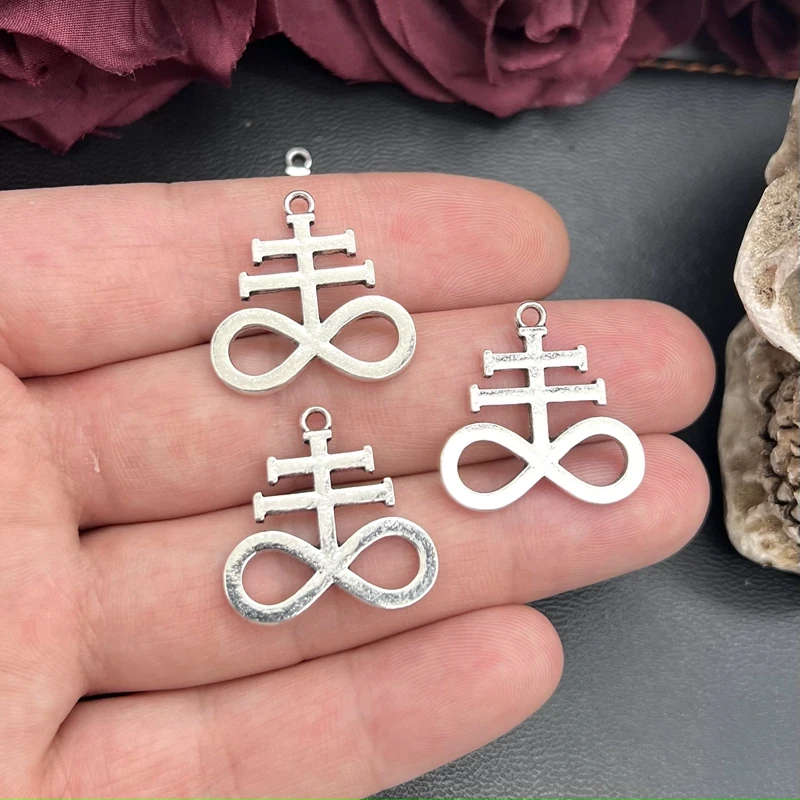 6 Pieces Silver Leviathan Cross Pendant Charm,Satanic,Lucifer imprin, Devil, Satan Charm Fit Jewelry Making DIY Jewelry Findings