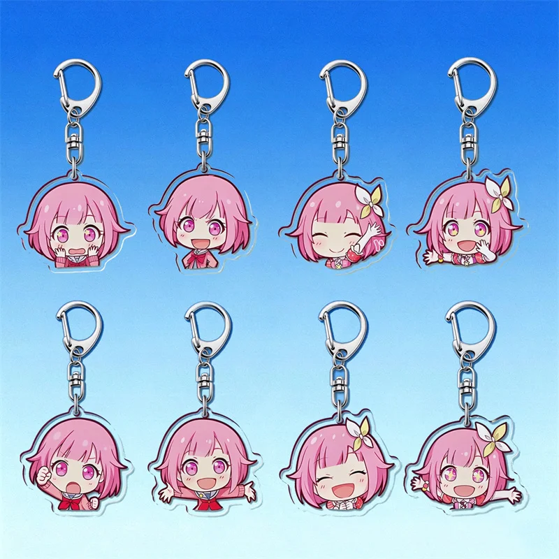 Game PJSK Emu Otori Cosplay Keychain Acrylic Key Chain 8Pcs/Set Accessories Keyring Bag Backpack Pendant Jewelry Decoration Prop