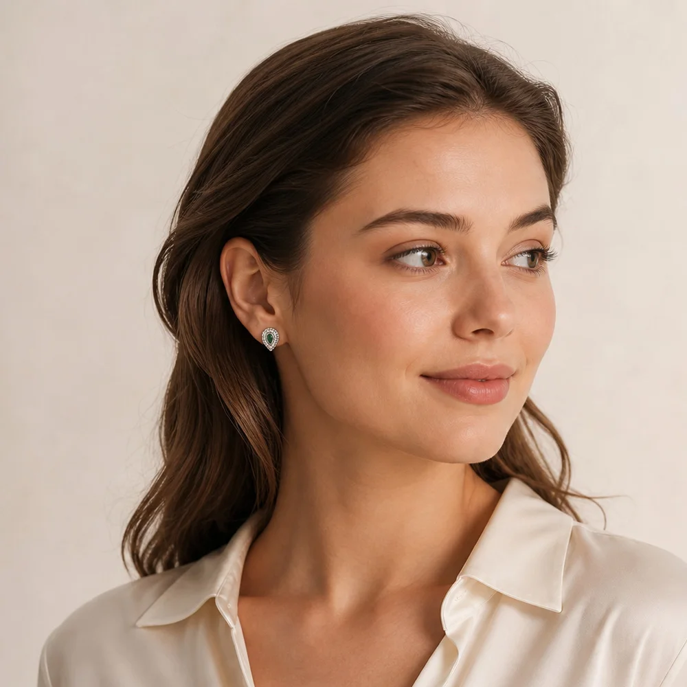 Grün Wasser Tropf Reißen Ohr Stud Ohrringe Europa Stil, Mode, Schmuck Für Frauen Geschenk In 925 Sterling Silber – Detail 2