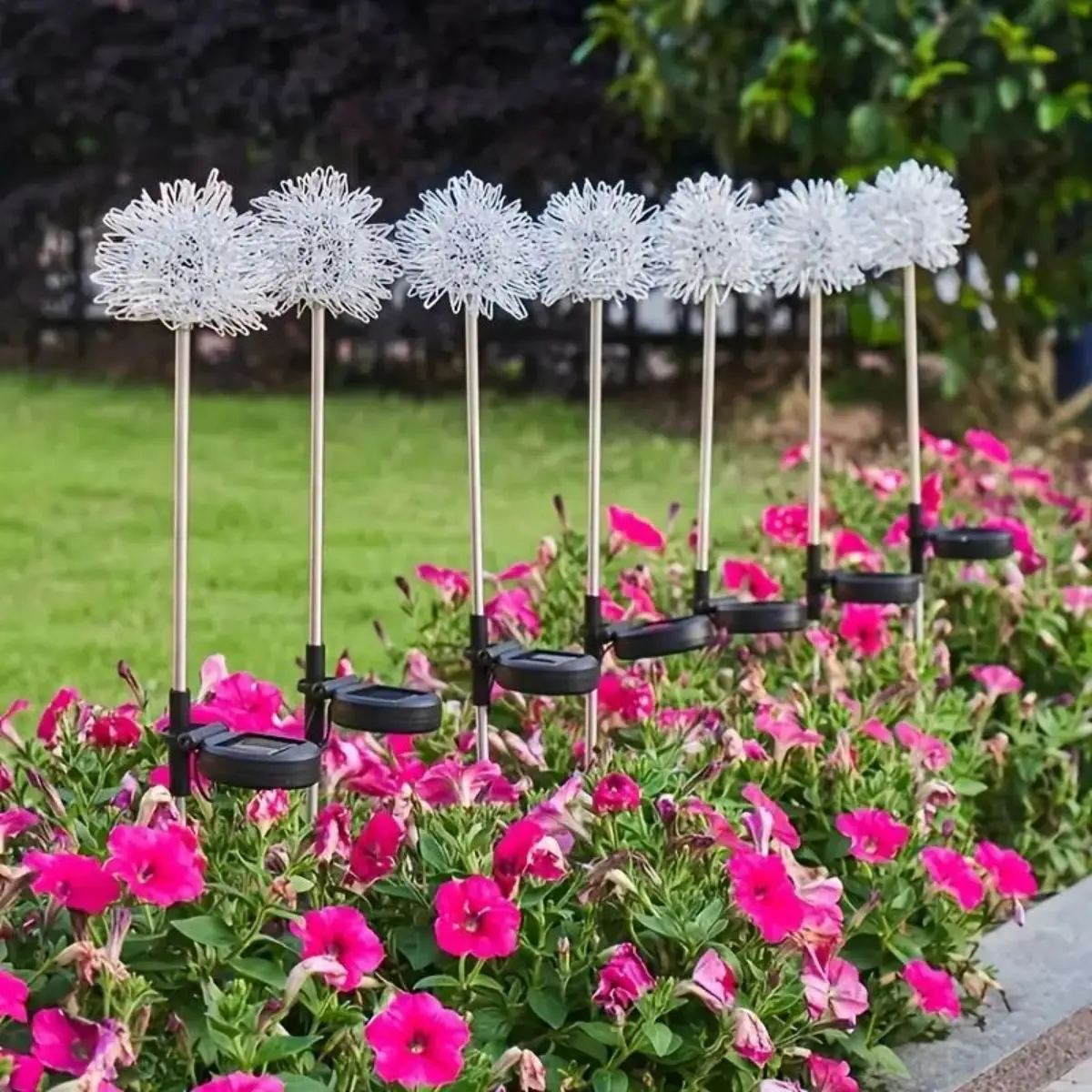 Solar Dandelion Aluminum Wire Ball Garden Lamp Waterproof Outdoor LED Landscape Lamp,Lighted Garden Decoration