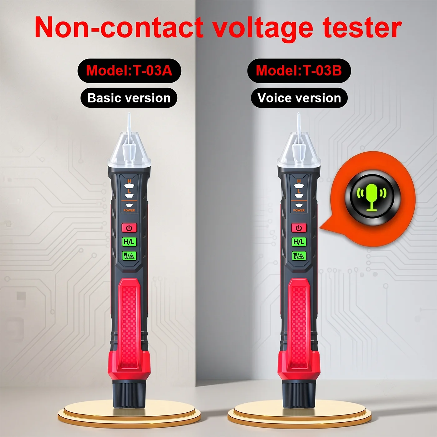 T03A/03B Non-Contact Voltage Tester Pen AC 12-1000V Live Neutral Wire Detector Smart Breakpoint Finder LED Light Electrical Tool