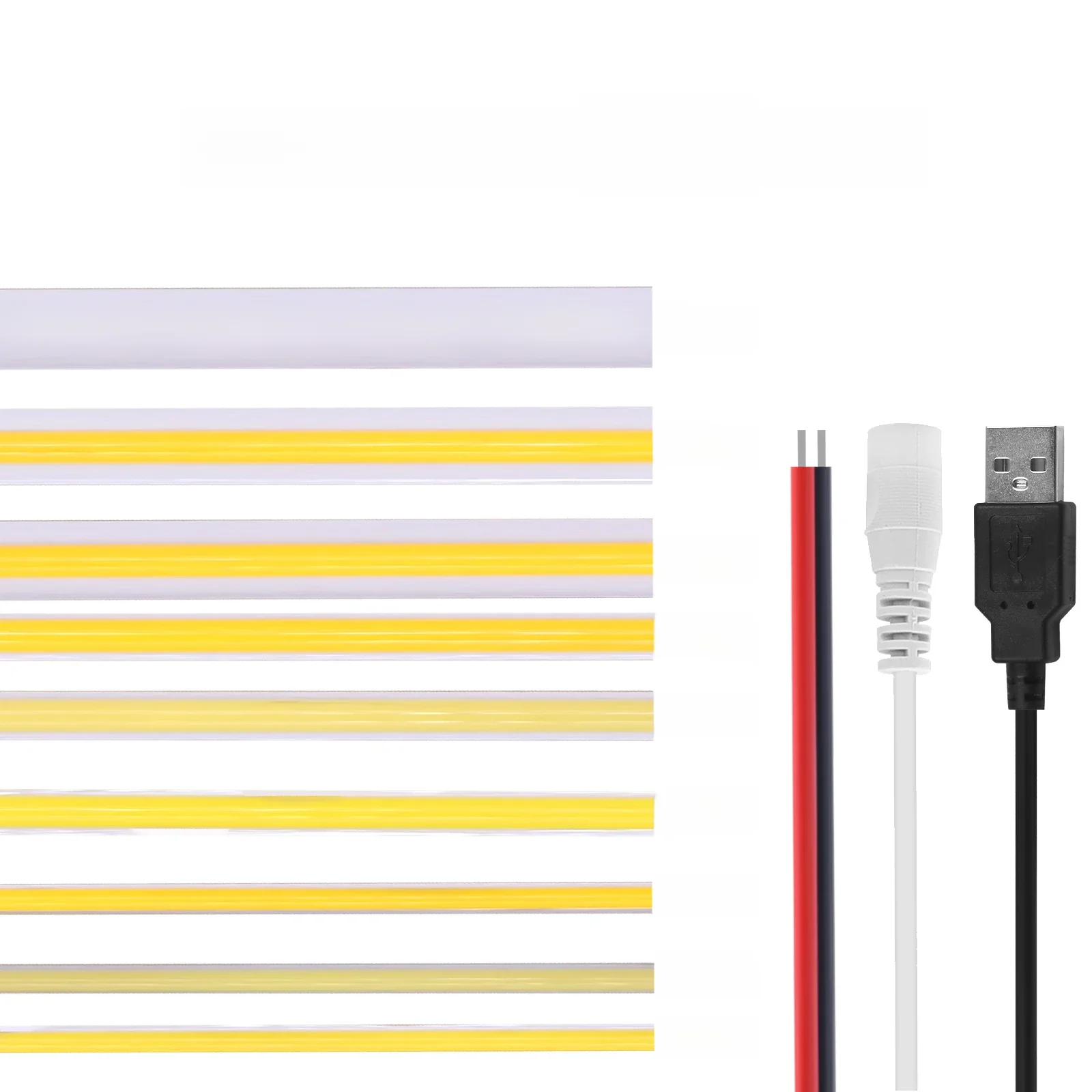Bande LED COB USB DC5V, 3mm, 5mm, 8mm de largeur, 12V, 320LED, bande lumineuse LED Flexible avec adhésif, éclairage linéaire haute densité