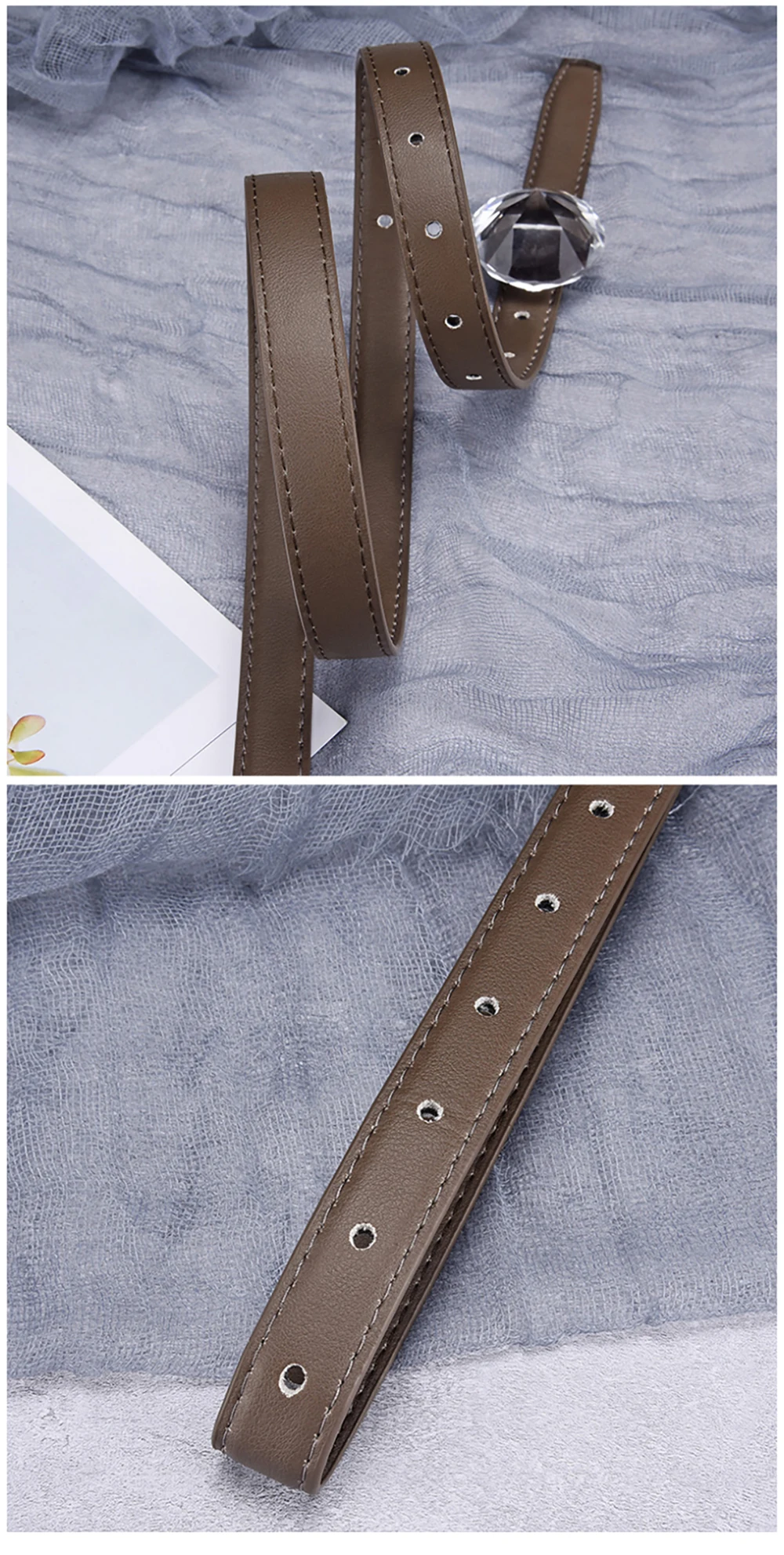 Gürtel Sommer Brauner Gürtel mit feinen passenden Westernhosen Einfacher vielseitiger Gürtel Neue Modedekoration Designer Hüftgurtgürtel – Detail 7