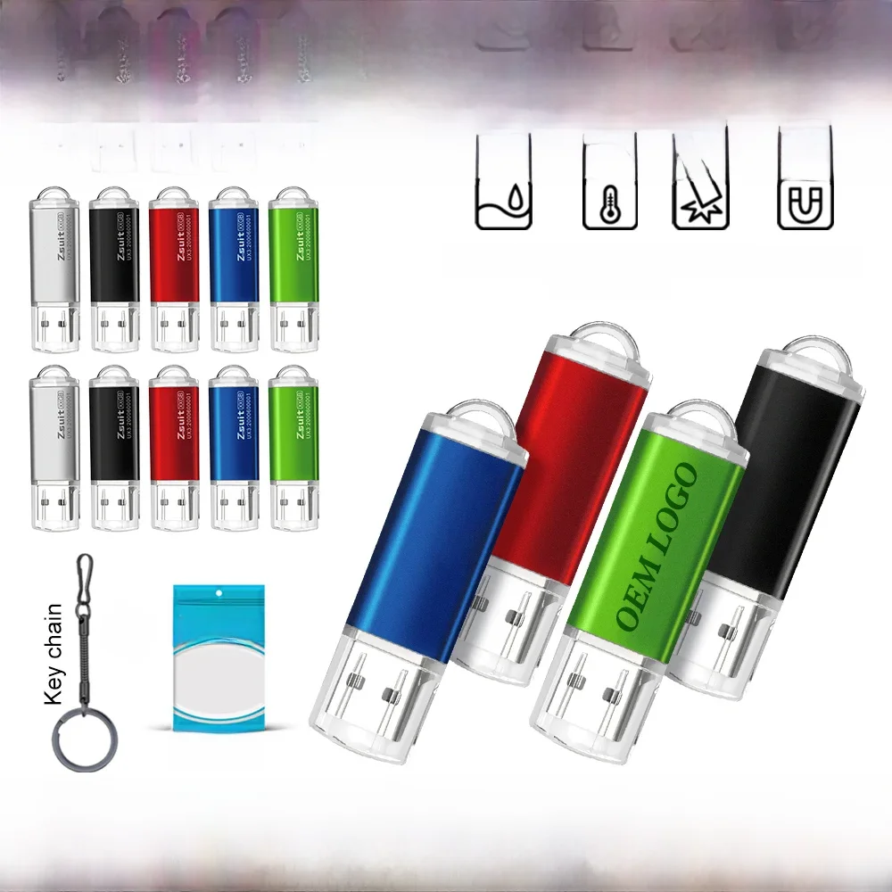 10 pièces LOGO personnalisé clé USB haute vitesse clé USB 3.0/2.0 lecteurs de stylo 64G 32G clé USB en métal disque mémoire clé USB livraison gratuite