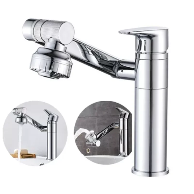 Rotating Bathroom Faucet 360 Monocommand Lavabo Luxury Silver Brinovar