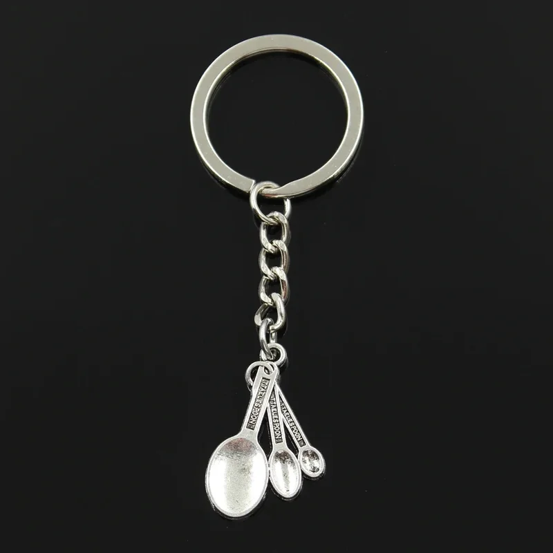 Moda 30mm breloczek metalowy breloczek brelok biżuteria antyczny srebrny kolorowy platerowany trzy łyżka kuchenna 31x20mm wisiorek — zdjęcie 2
