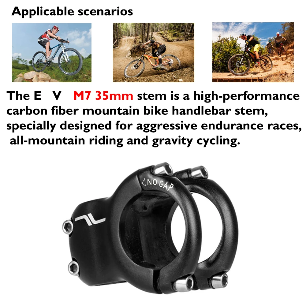 M7 35mm carbon fiber mountain bike stem, 0 Degree Rise 35mm Clamp Diameter, for Off-Road Enduro Bikes, bicycle accessories