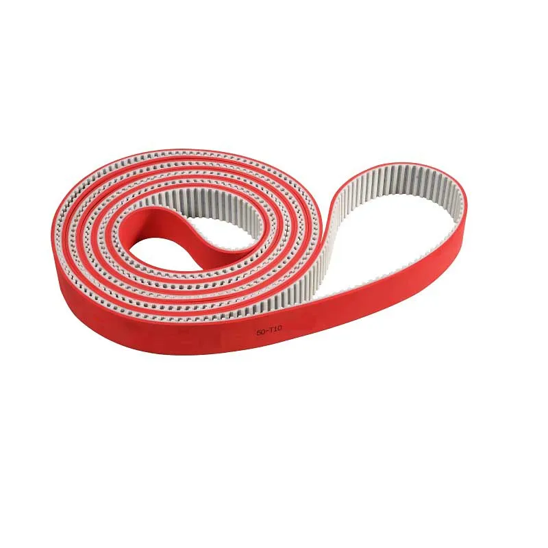 453Teeth T10 Polyurethane Transmission Conveyor Belt Closed Loop Belt Steel Cord Red Rubber Coating For Edge Banding Machine