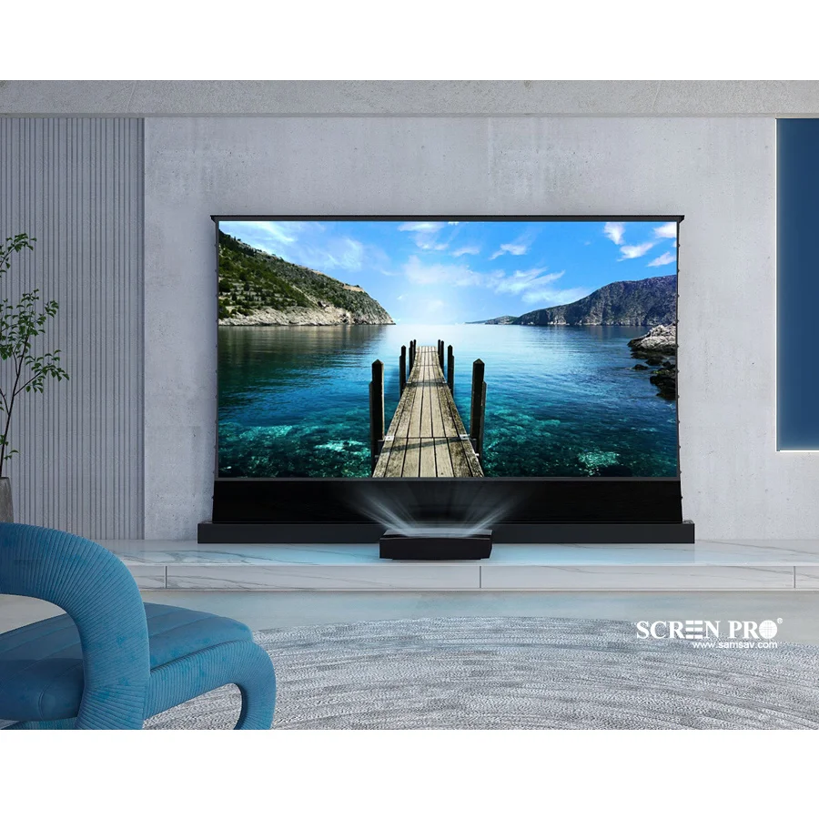 2025 New 120-Inch Floor Rising Ultra Short Throw Projector Screen 16:9 4k HD Anti-Light for Laser TV