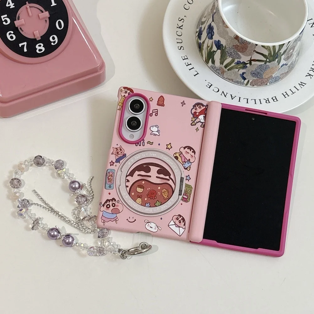 Funny Crayon Shin-chan Magnetic Phone Case for Samsung Galaxy Z Fold 8 Fold 8Cover With Magsafe Stand Chain Case Shockproof Cove