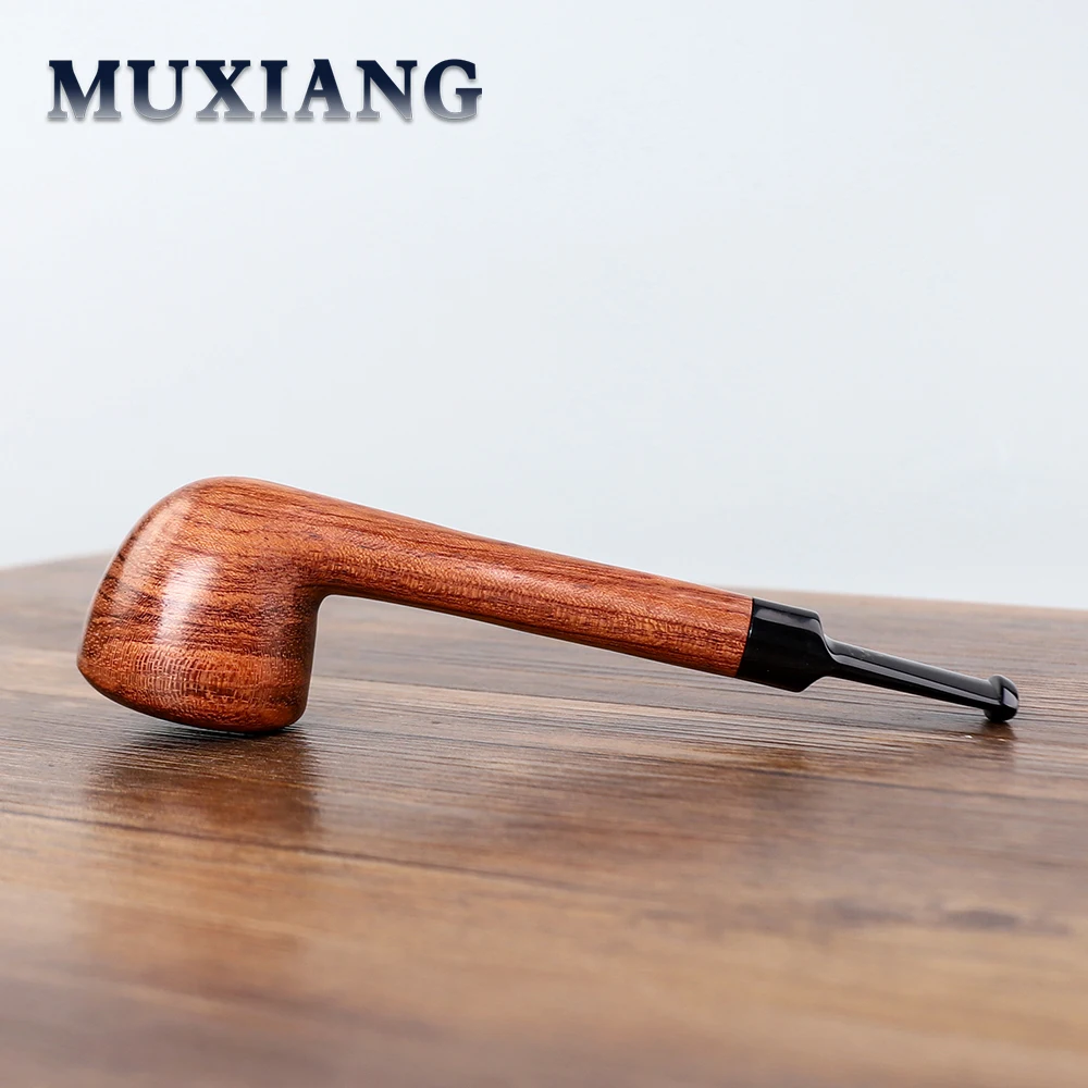 MUXIANG Canadian extended wooden handle pipe rosewood pipe mahogany tobacco pipe 3mm filter long straight handle smoking pipe