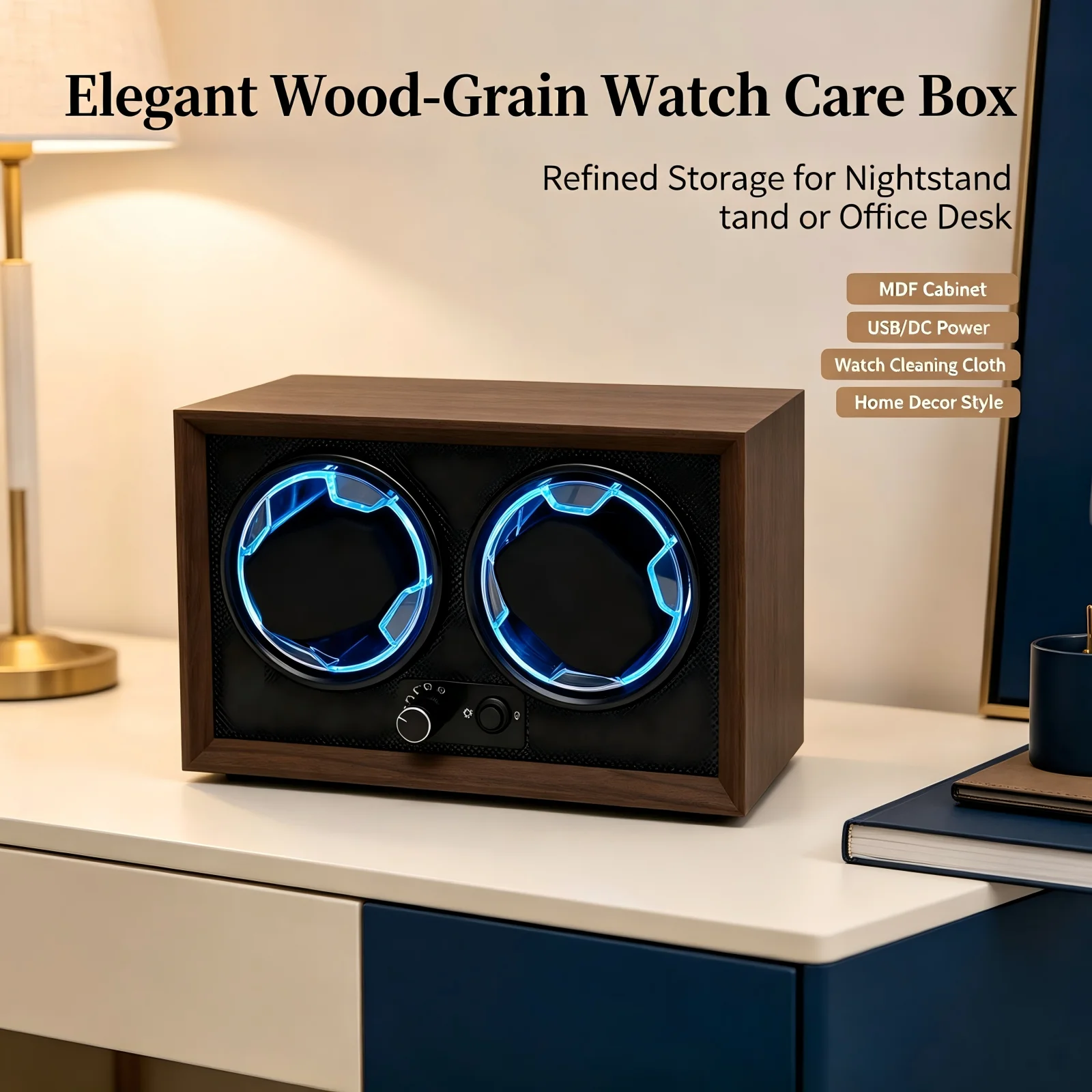 Automatic Watch Winder 2 Slots 5 Modes USB Cable Power Mechanical Wristwatch Storage Box for Men Women Auto Wrist Watch