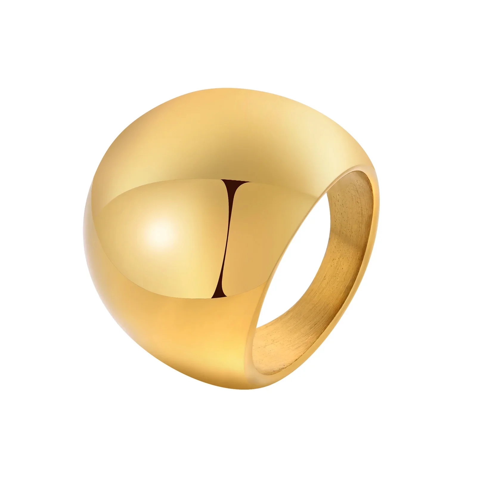 Klobiger Kuppel ring für Frauen, stapelbares dickes Marken-Edelstahl-Statement-Schmuck geschenk