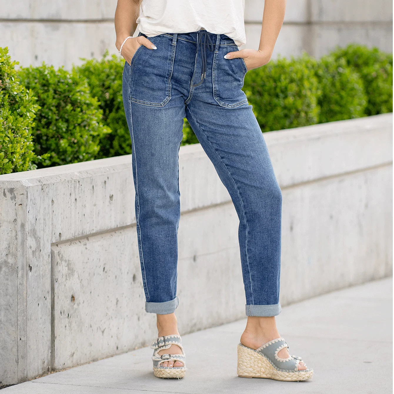 

Women Stretchy High Waisted Flare Curvy Denim Pants
