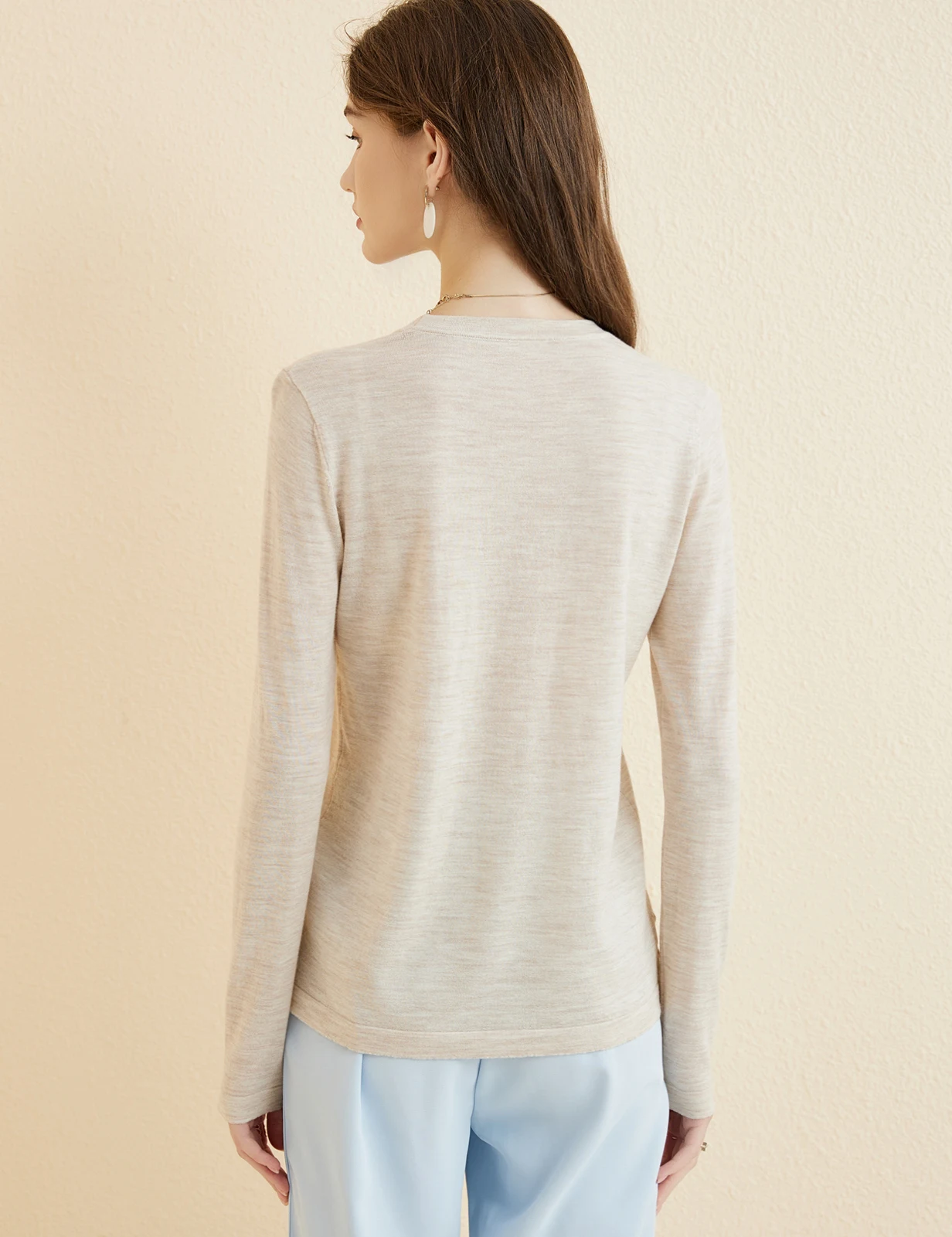 Women's T Shirt 100% Merino Wool Base Layer Top Fall Winter Fashion Crewneck Soft Merino Tee Long Sleeve Tops Knit Women Clothes