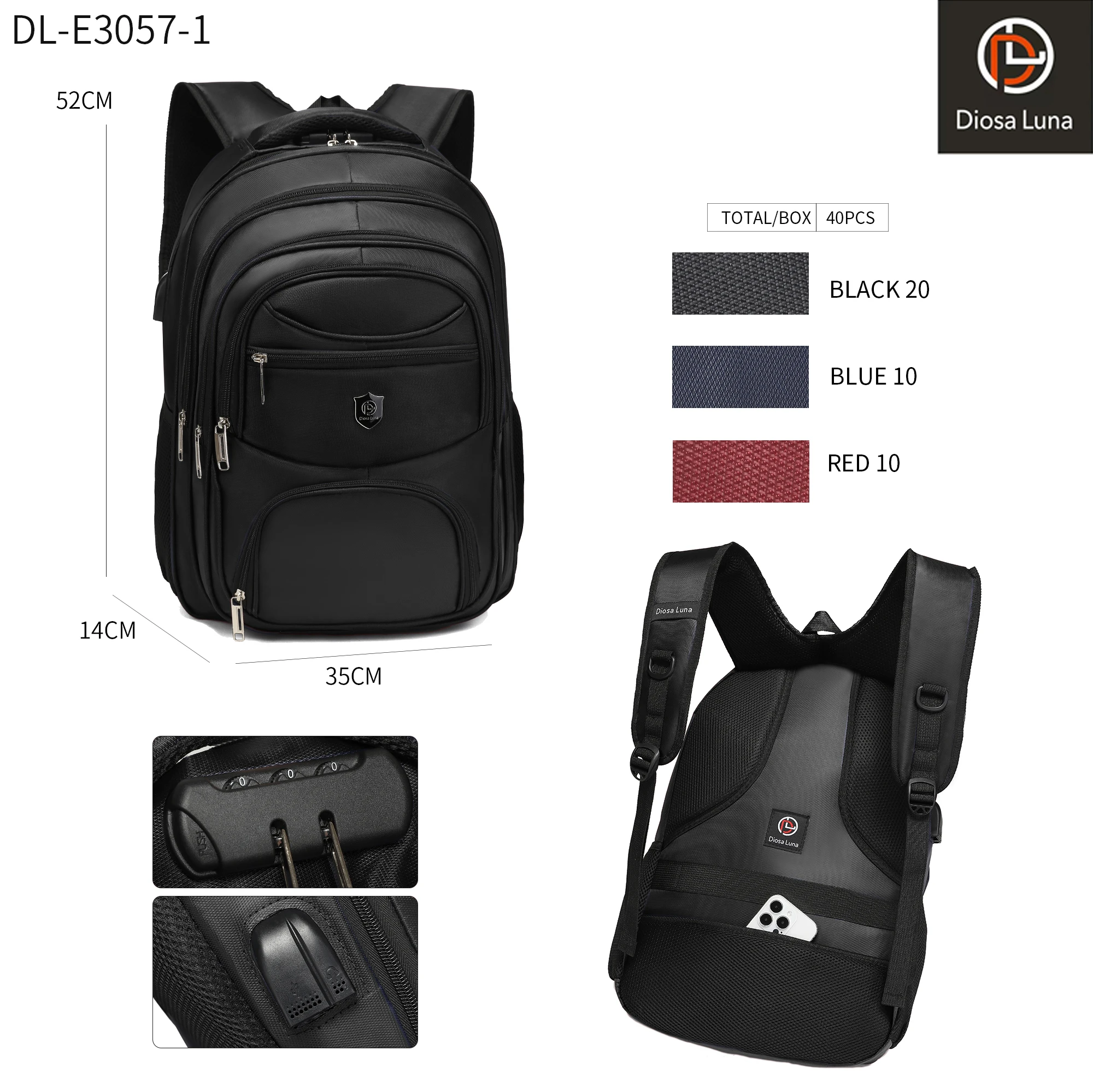 Men's backpack waterproof anti-theft backpack Laptop Usb port travel backpacks men's backpacks large-trained