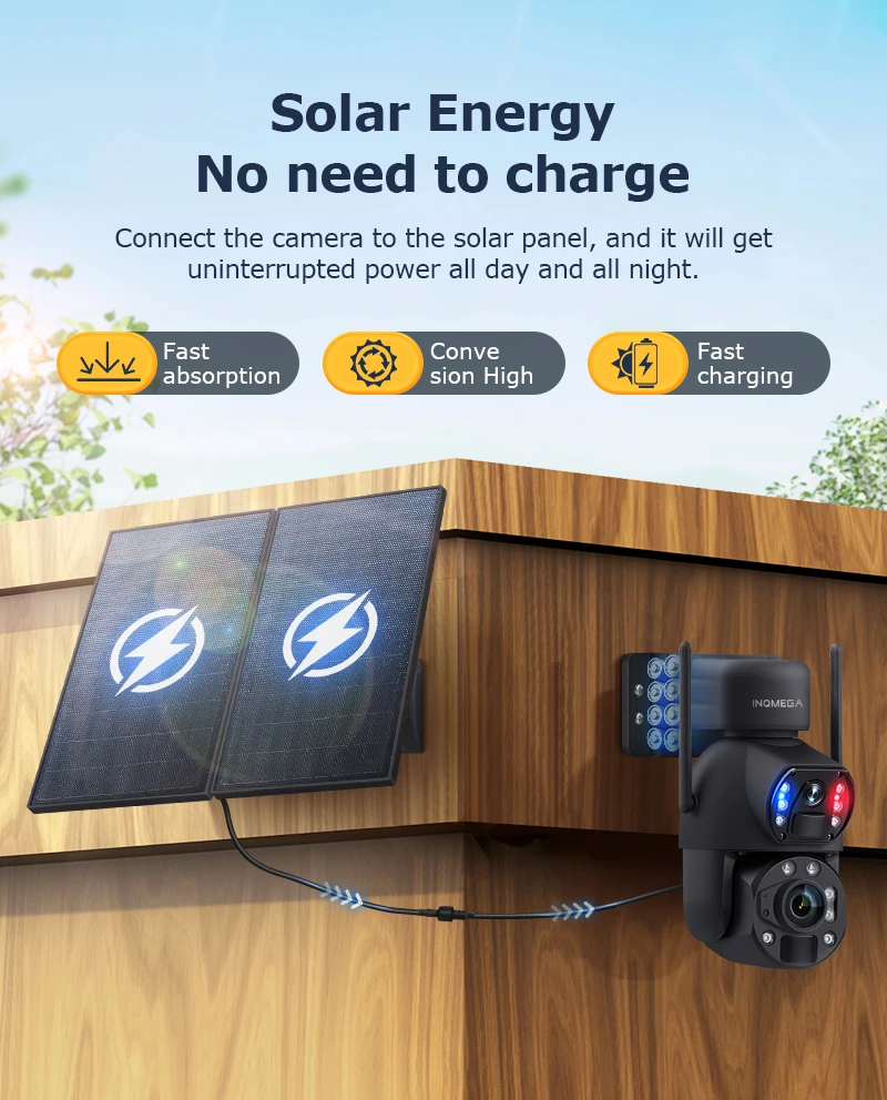 INQMEGA 6K 12MP 60X Zoom 4G Solar Camera Dual Lens Dual Screen Human Detect Auto Tracking Outdoor 20W Solar Panel WIFI CCTV ﻿ view 5