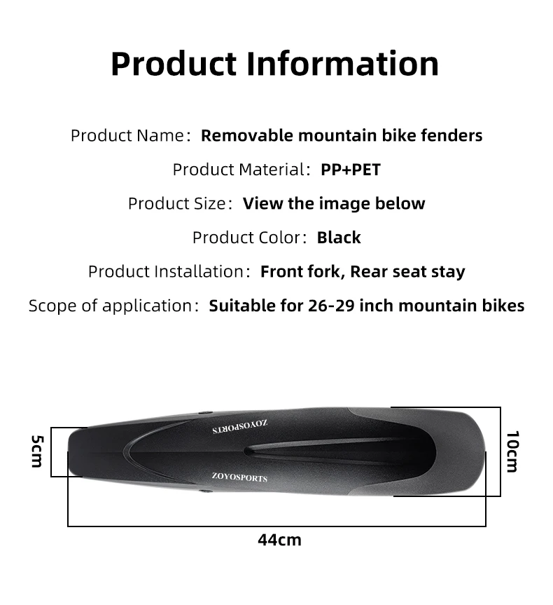 ZOYOSPORTS MTB Bike Mudguard Fenders Removable bike Mudguard Quick-release support Front Rear Fender - view 6