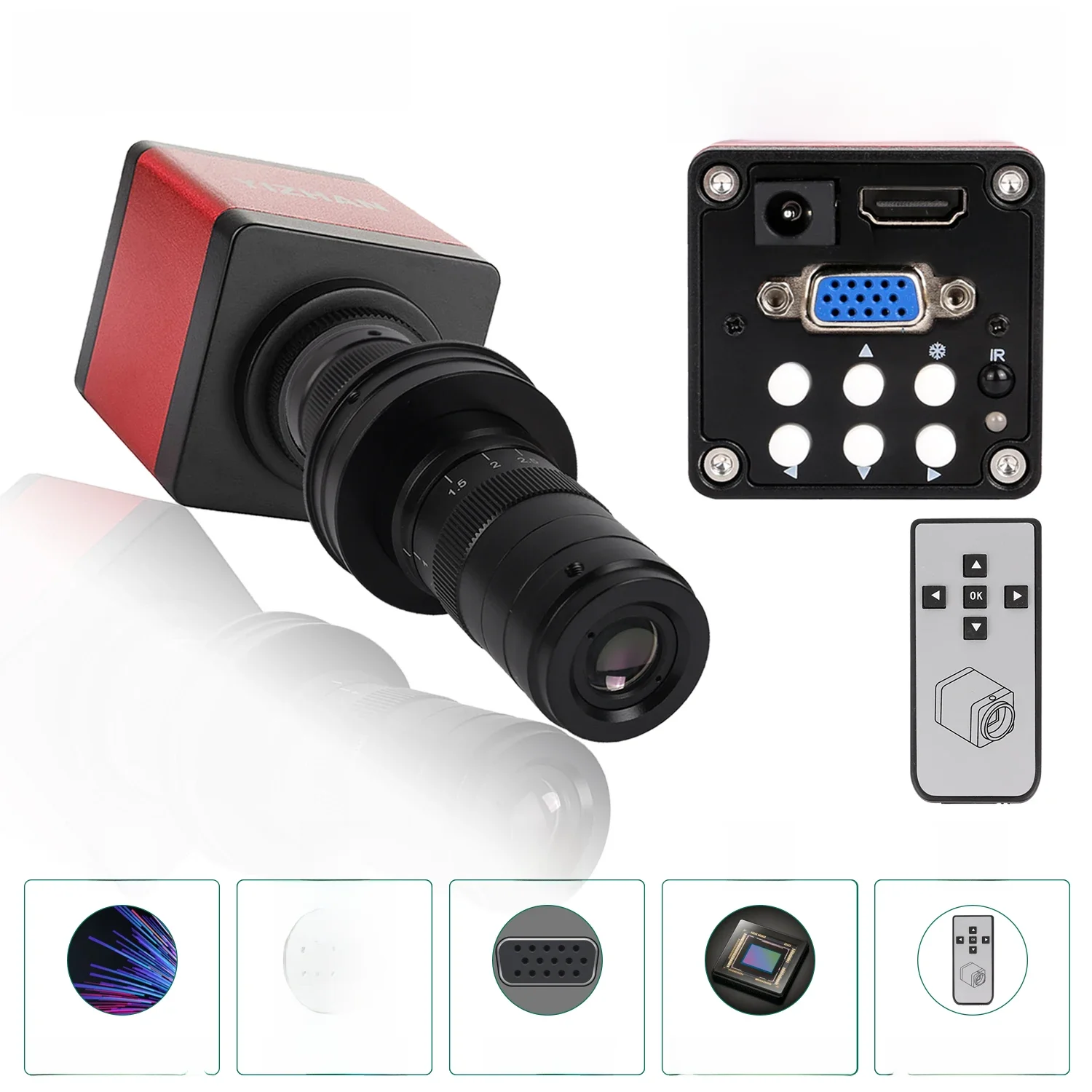 YIZHAN FUll HD HDMI aparaty cyfrowe narzędzia do mikroskopu 13MP VGA kamera mikroskopowa do lutowania elektroniki 1080P 60PFS pilot — zdjęcie 2