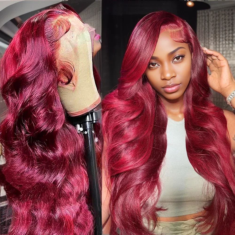 

99j Burgundy Lace Front Wigs 30 inch 13x6 Body Wave Hd Lace Frontal Wig Colored Wig Water Wave 13x4 Lace Front Human Hair Wigs