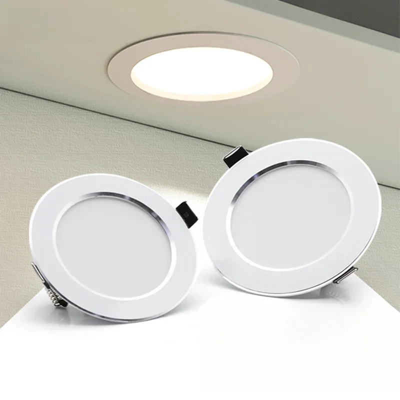 Spot lumineux LED pour le plafond, couleur argent ou blanc, 7/9/12/15/18W, AC 220/230/240V, 5 unités/lot