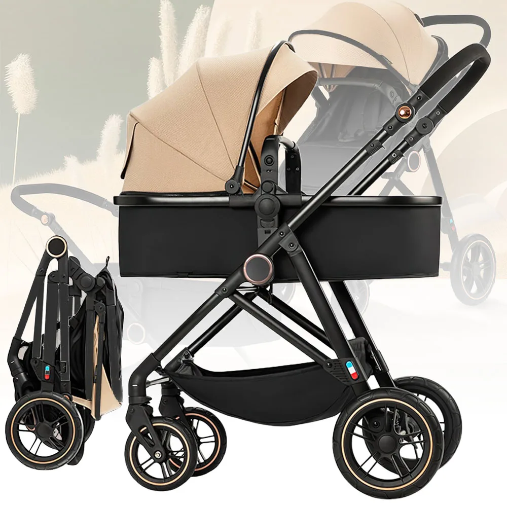 High Landscape Baby Strolle 3 in 1 Multi-functional Easy Folding Travel Portable Luggage Stroller Baby Handcart for Newborns