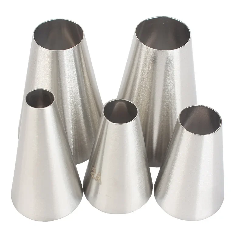 Buse de tuyauterie ronde de grande taille, outils de pâtisserie, crème à gâteau, pointes de glaçage en acier inoxydable pour la décoration des cupcakes, 5 pièces/ensemble
