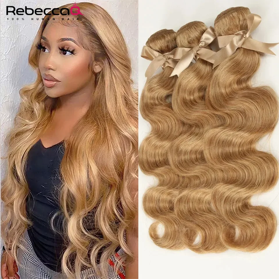 

Honey Blonde 27 Colored Hair Brazilian Body Wave Natural Remy Hair Bundles 8 To 26 Inches Sold By 1/3/4 Hair Extension