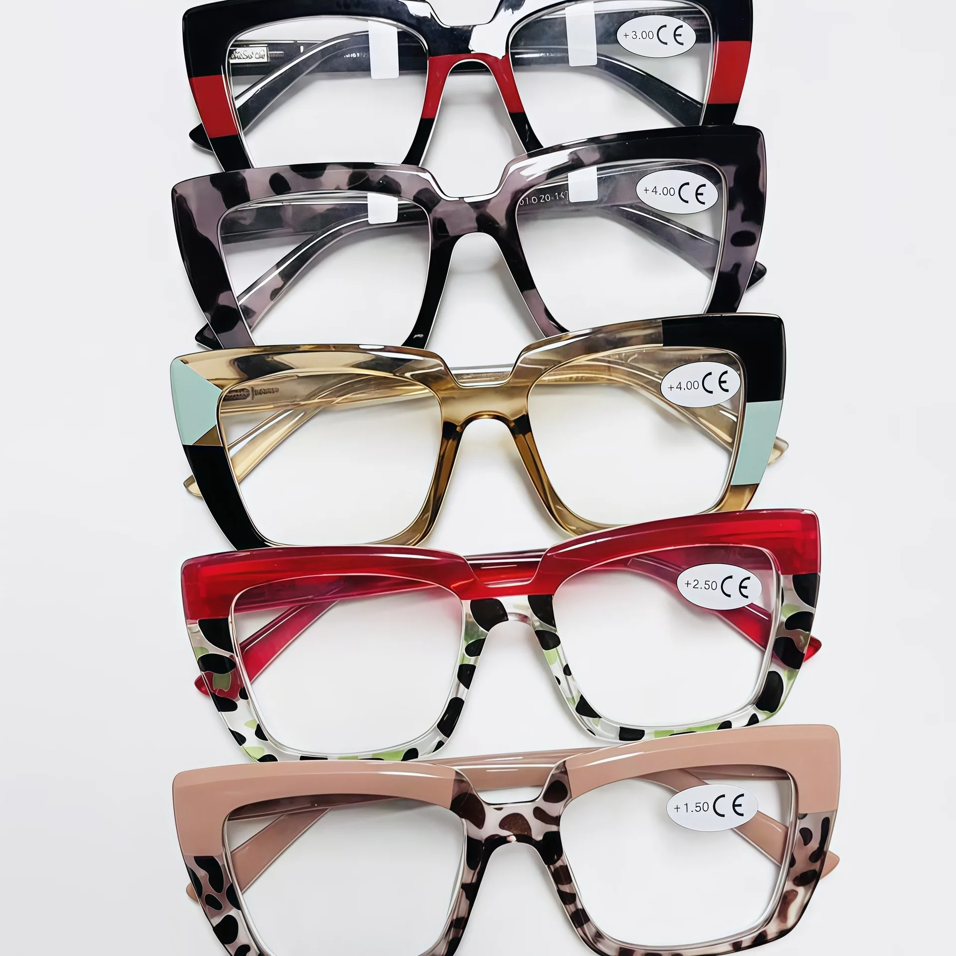 Men Women Fashion Oversized Cat Eye Reading Glasses Large Frame Presbyopia Eyeglasses Diopter +1.0+1.5+2.0+2.5+3.0+3.5+4.0