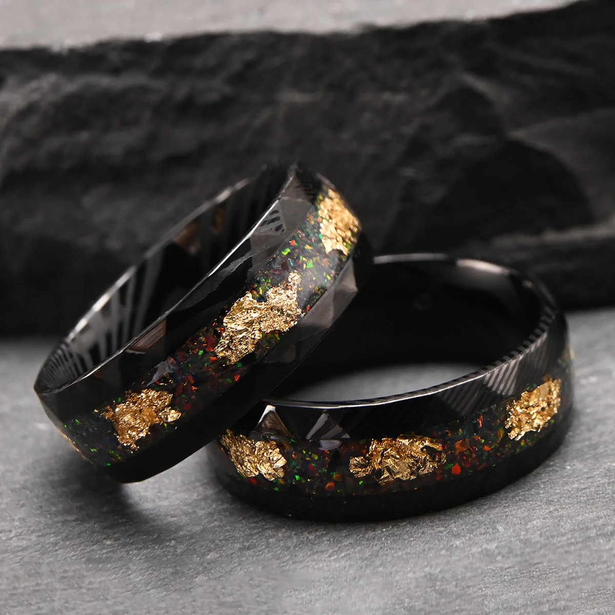 rings man punk jewelry bijoux tendance parejas opal goth ring anillos pareja y2k accessories vintage jewellery couples gifts