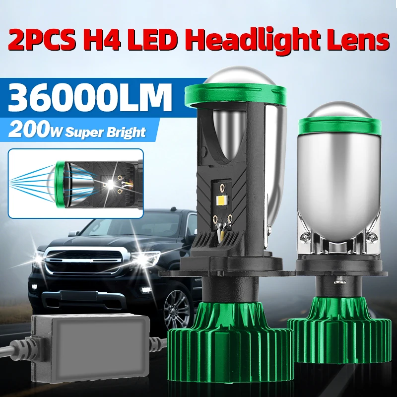

H4 Bi LED проектор мини-объектив авто Hi/Lo светодиодные фары лампы Canbus Auto Moto Turbo вентиляторы 2 шт. противотуманные фары для автомобиля/мотоцикла