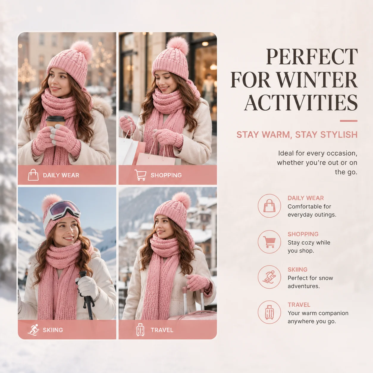 3PCS Women's Winter Accessorie - Travel Accessories Shops ulasan dan harga