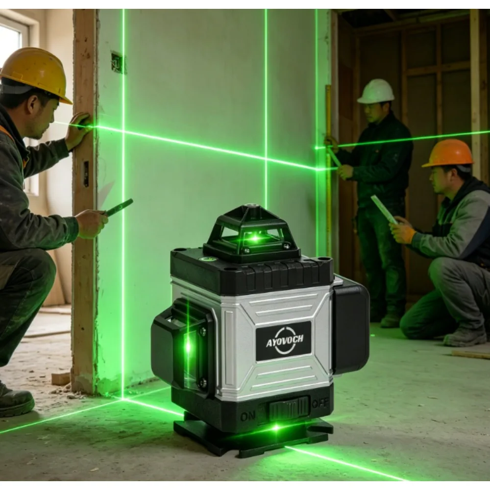 16-Linien-Laser-Nivelliergerät, Präzisionsnivelliergerät, 4D360-Retikul-Laser-Kit mit Box und Stativ
