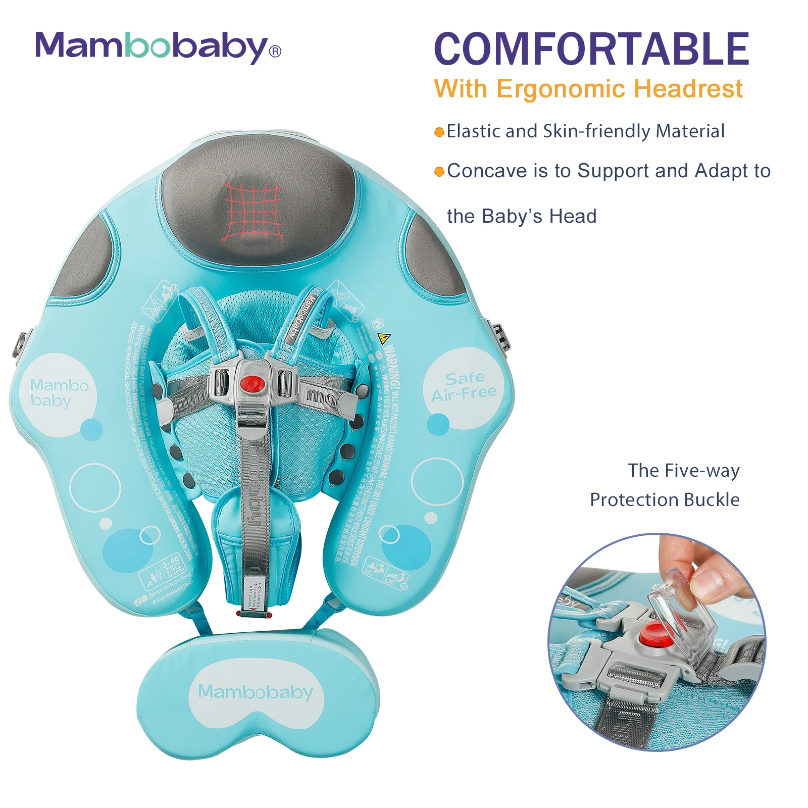 Mambobaby Float with Canopy 3rd Swim Mode Non Inflatable Swim Trainer Solid Mambo Baby Pool circle Infant Toddler Swimming Ring