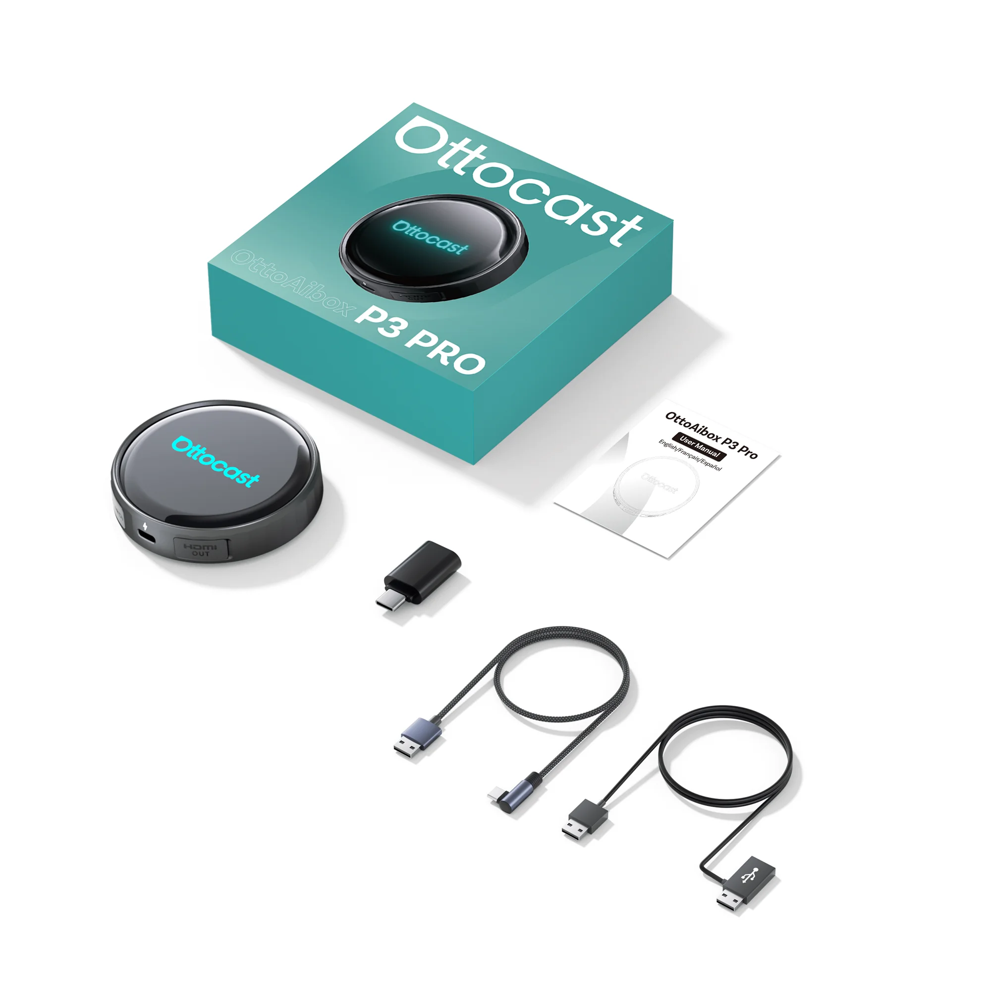 Ottocast OttoAibox P3 新品未使用 Android12 OTTOCAST P3 PRO AI Box Smart SM6225 Android Box Wireless CarPlay