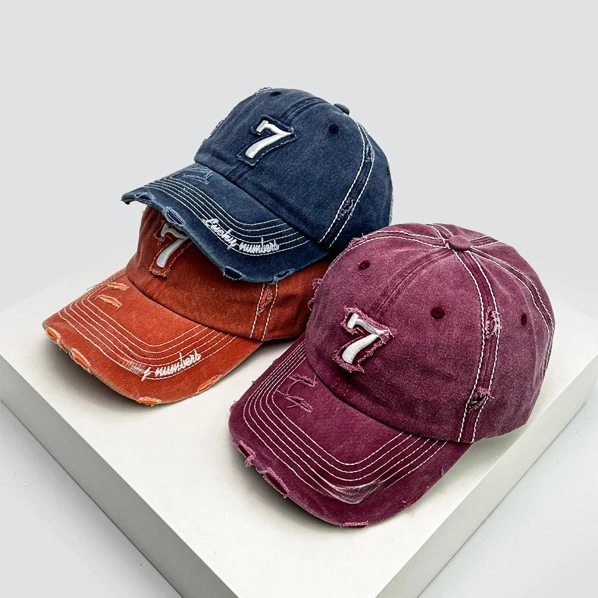 Chapeaux de baseball brodés unisexes, casquettes à visière de rue polyvalentes, pare-soleil en détresse, style cassé, 7 lettres, niche, mode rétro, nouveau