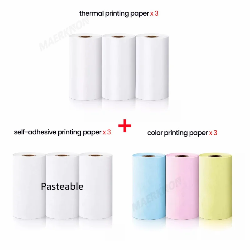 Portable Mini Printer Paper Thermal Paper Label Sticker Color Adhesive Self-adhesive Paper for Phone Photo Inkless Printing 57mm