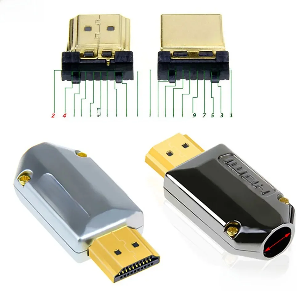 Złącze HDMI do spawania z powłoką do lutowania metalu kabel HD wtyczka szybkiego połączenia kabla danych HD do telewizora komputerowego czysta miedź — zdjęcie 2