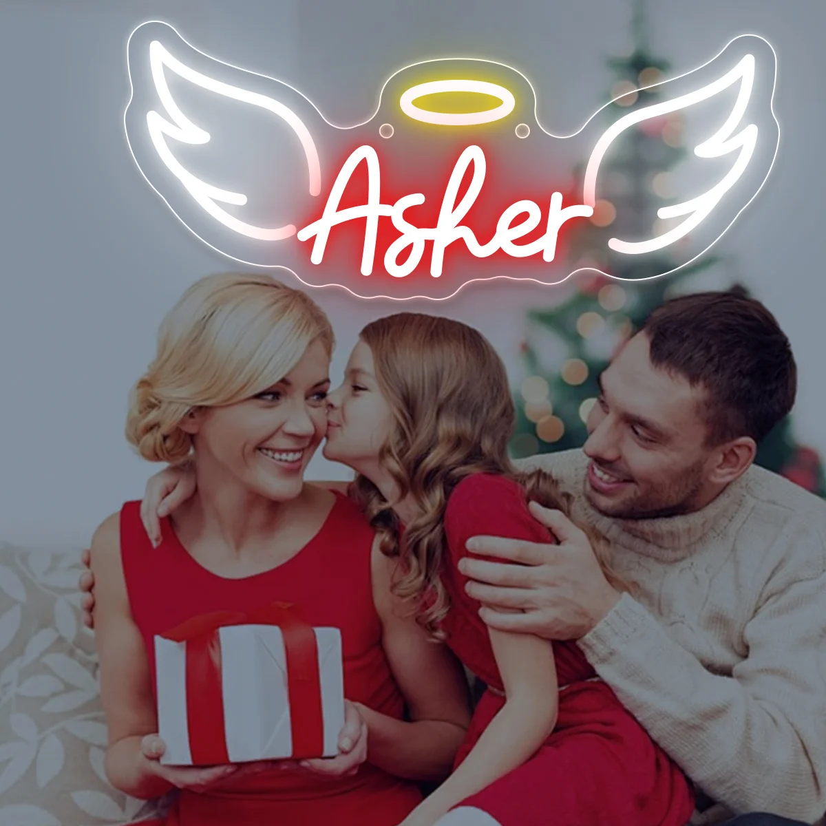 Custom Neon Sign with Text&Angel Wings, Door&Wall Neon for Rooms/Club, Gifts for Housewarming/Birthday/Holiday Decor, Home Decor